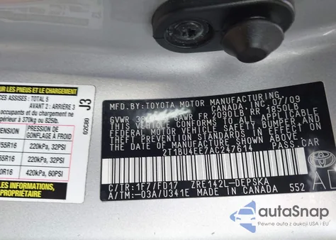 2010 Toyota Corolla S из США, поврежденный, VIN 2T1BU4EE7AC247614